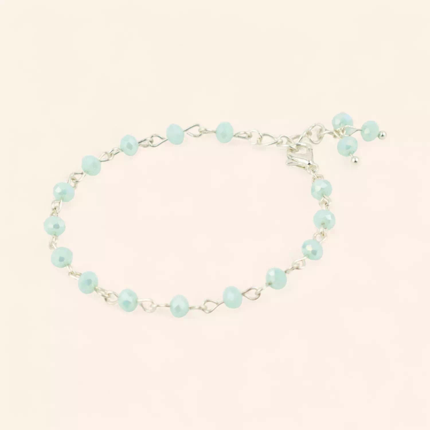 Bracelet Perles Cristal Bleu Ciel et Plaqué Argent  Bracelet Jethyka