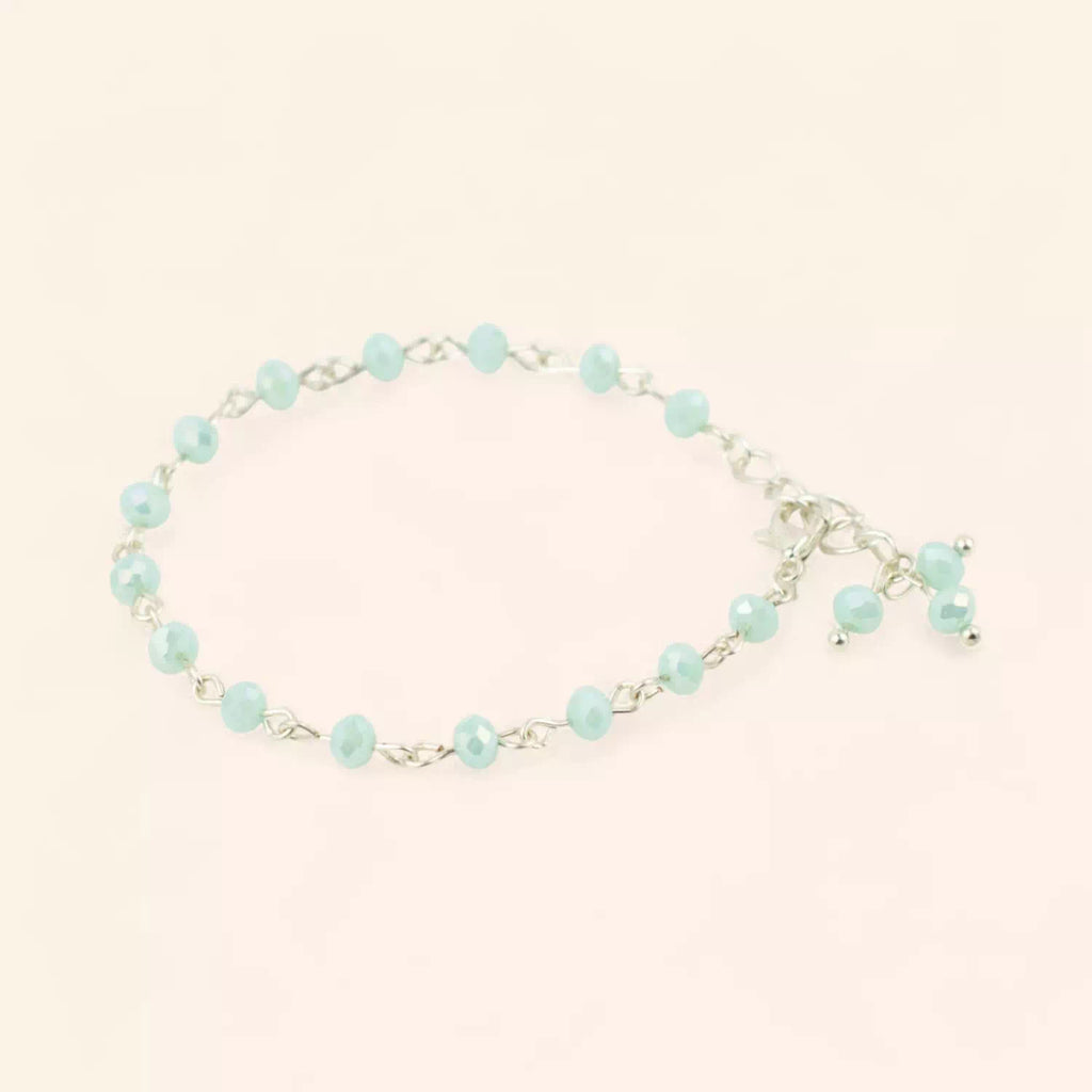 Bracelet Perles Cristal Bleu Ciel et Plaqué Argent  Bracelet Jethyka