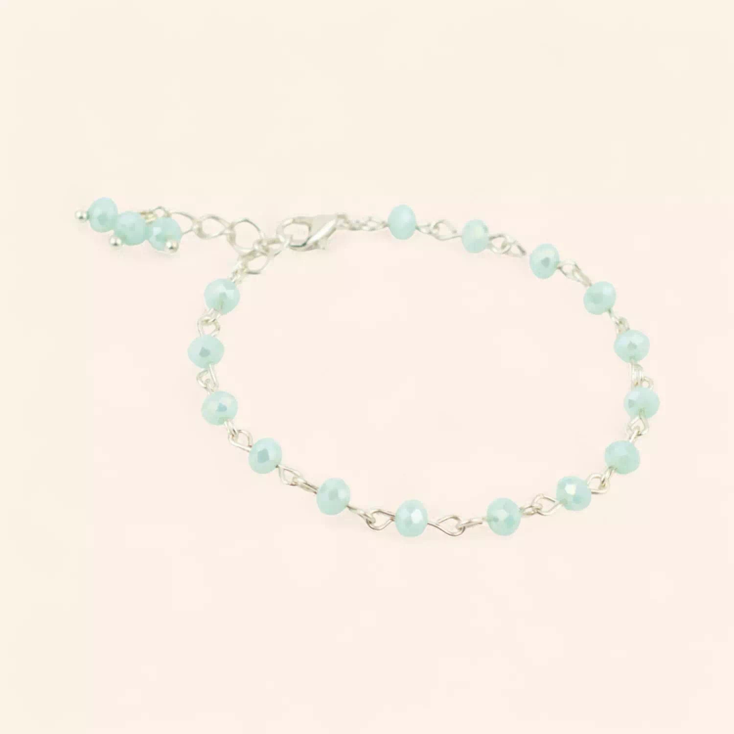 Bracelet Perles Cristal Bleu Ciel et Plaqué Argent  Bracelet Jethyka