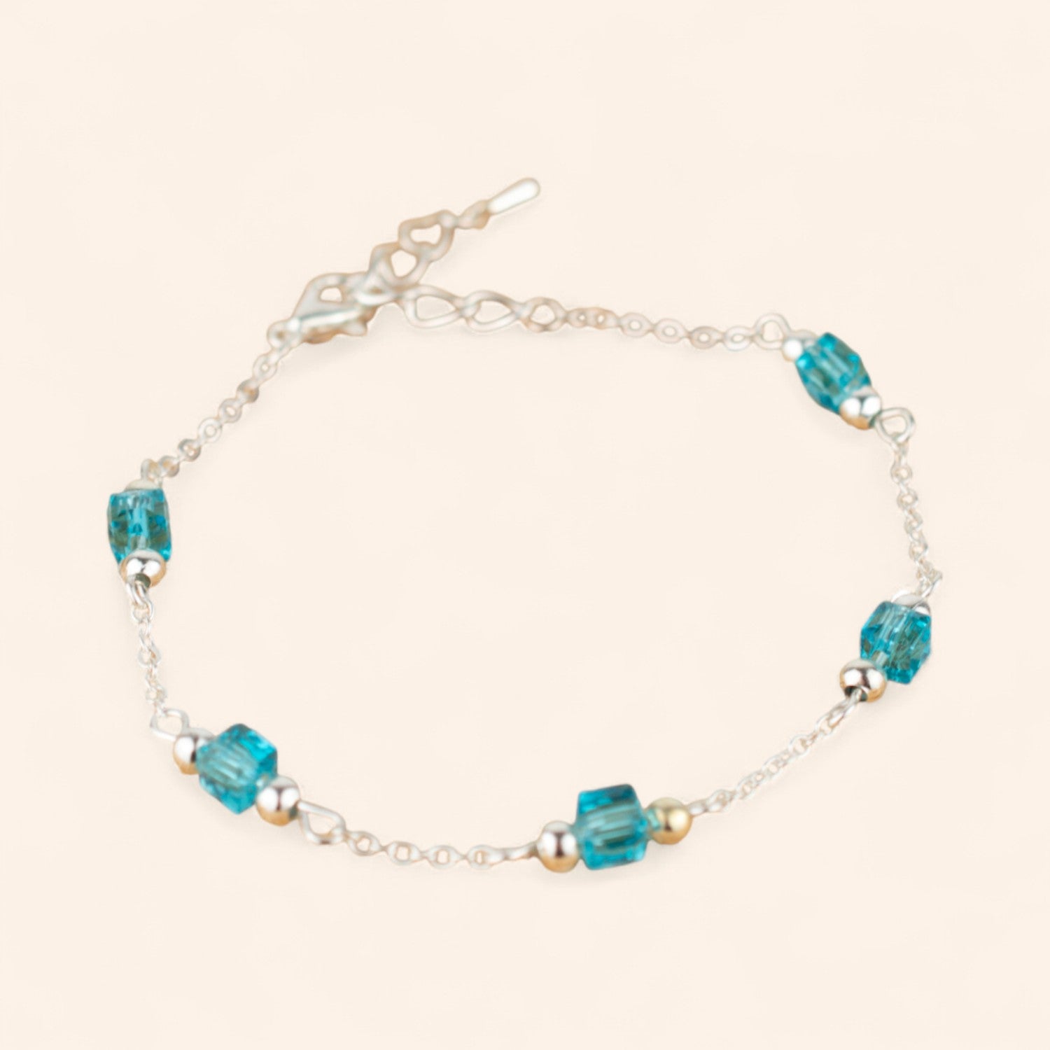 Bracelet perles cristal cubes Bleu ciel  Bracelet Jethyka