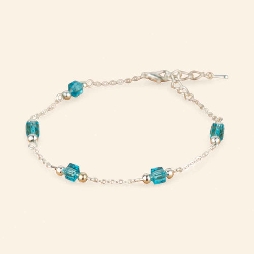Bracelet perles cristal cubes Bleu ciel