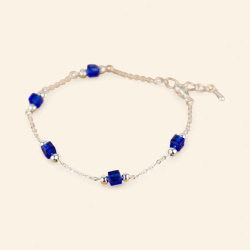 Bracelet perles cristal cubes Bleu marine