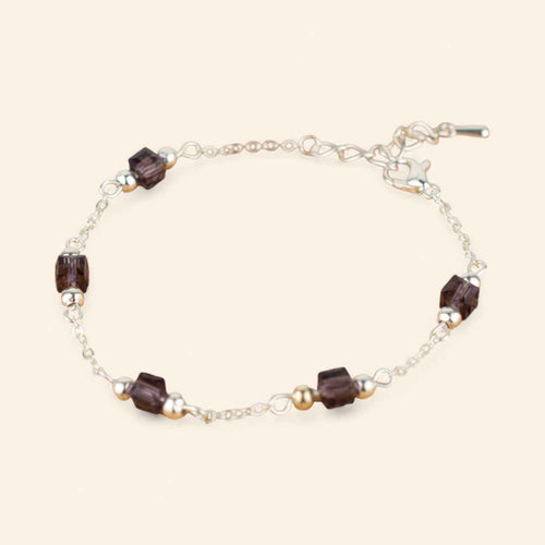 Bracelet perles cristal cubes Marron
