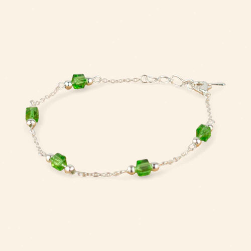 Bracelet perles cristal cubes Vert clair