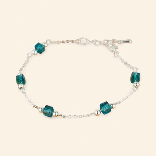 Bracelet perles cristal cubes Bleu-vert