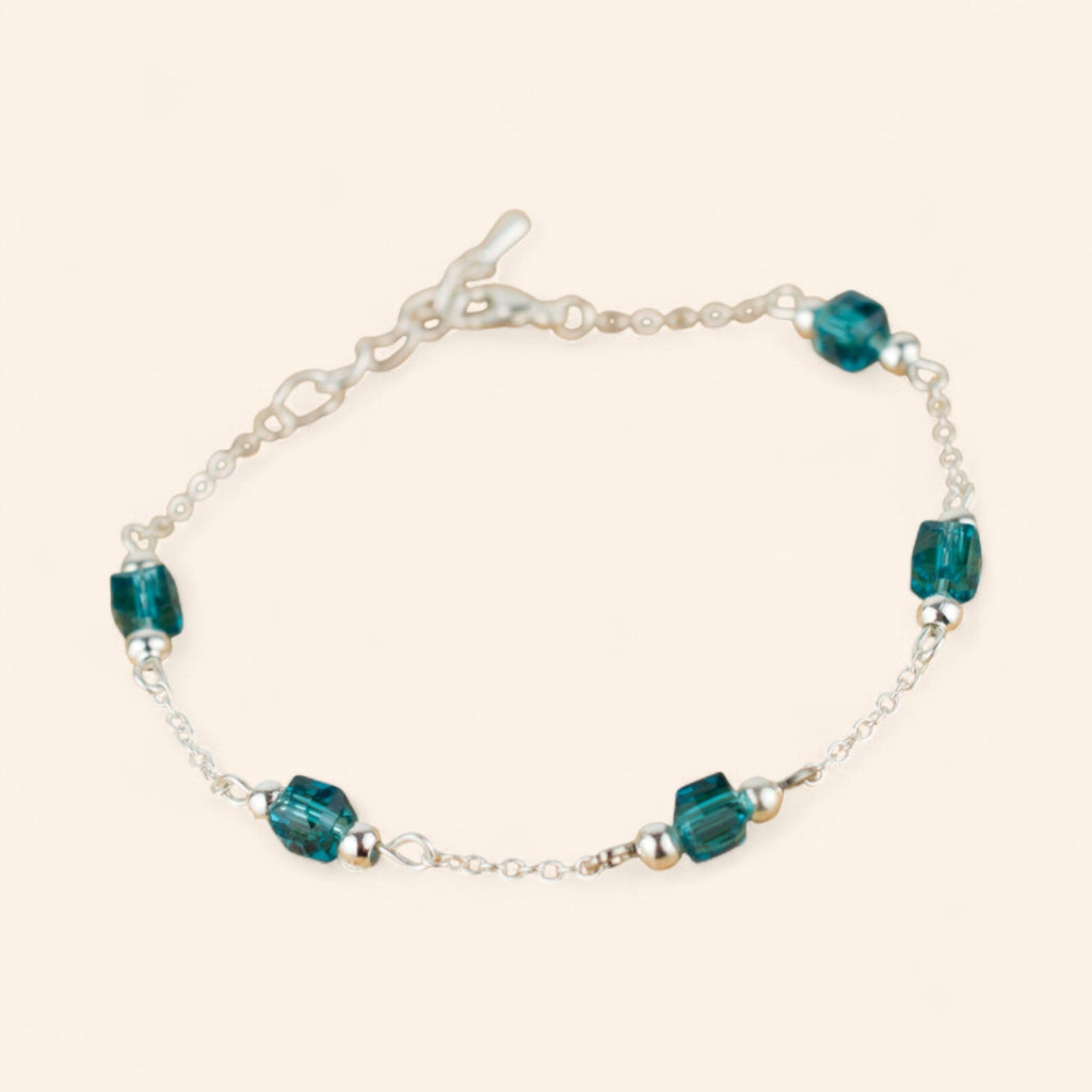 Bracelet perles cristal cubes Bleu-vert  Bracelet Jethyka