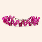 Bracelet Fleurs Roses et Fuchsias en Perles de Rocailles  Bracelet Jethyka