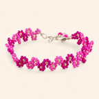 Bracelet Fleurs Roses et Fuchsias en Perles de Rocailles  Bracelet Jethyka