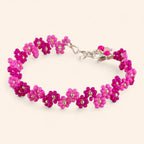 Bracelet Fleurs Roses et Fuchsias en Perles de Rocailles  Bracelet Jethyka