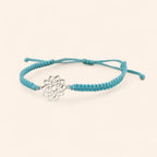 Bracelet macramé bleu avec fleur rosace argentée  Bracelet Jethyka