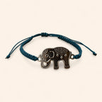 Bracelet macramé bleu et Eléphant argenté  Bracelet Jethyka