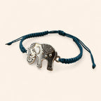 Bracelet macramé bleu et Eléphant argenté  Bracelet Jethyka