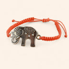 Bracelet Macramé Orange et Eléphant argenté  Bracelet Jethyka