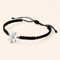 Bracelet macramé noir et Fleur argentée avec Strass  Bracelet Jethyka