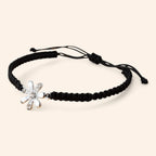 Bracelet macramé noir et Fleur argentée avec Strass  Bracelet Jethyka
