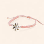 Bracelet macramé Rose et fleur argentée avec strass  Bracelet Jethyka