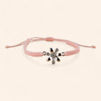 Bracelet macramé Rose et fleur argentée avec strass  Bracelet Jethyka