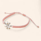 Bracelet macramé Rose et fleur argentée avec strass  Bracelet Jethyka