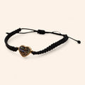 Bracelet Cœur en Ormeaux et Macramé Noir  Bracelet Jethyka