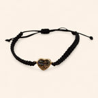 Bracelet Cœur en Ormeaux et Macramé Noir  Bracelet Jethyka