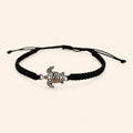 Bracelet tortue argentée et macramé noir – Bijou réglable tendance et porte-bonheur  Bracelet Jethyka