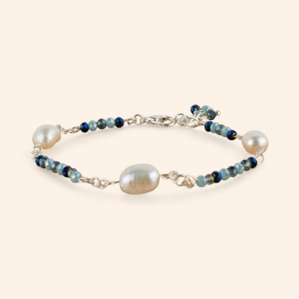 Bracelet perles cristal Bleues et perles d'Eau Douce  Bracelet Jethyka