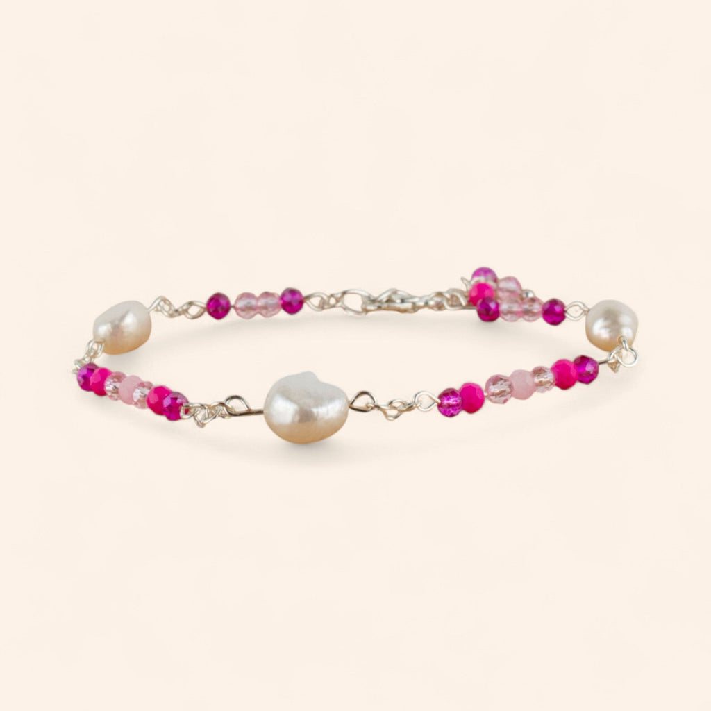 Bracelet perles cristal Roses et perles d'Eau Douce  Bracelet Jethyka