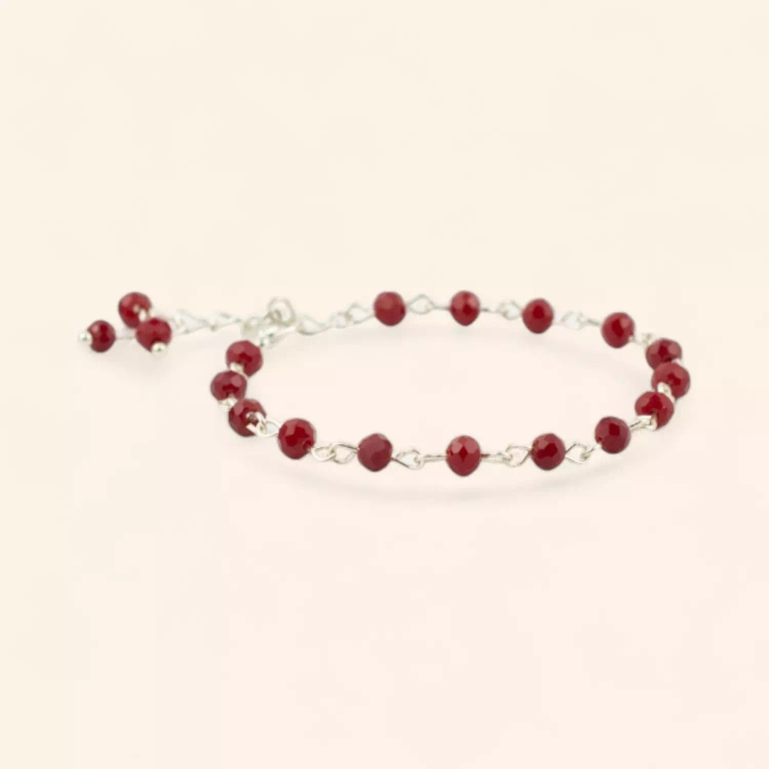 Bracelet en plaqué argent et perles cristal rouge  Bracelet Jethyka