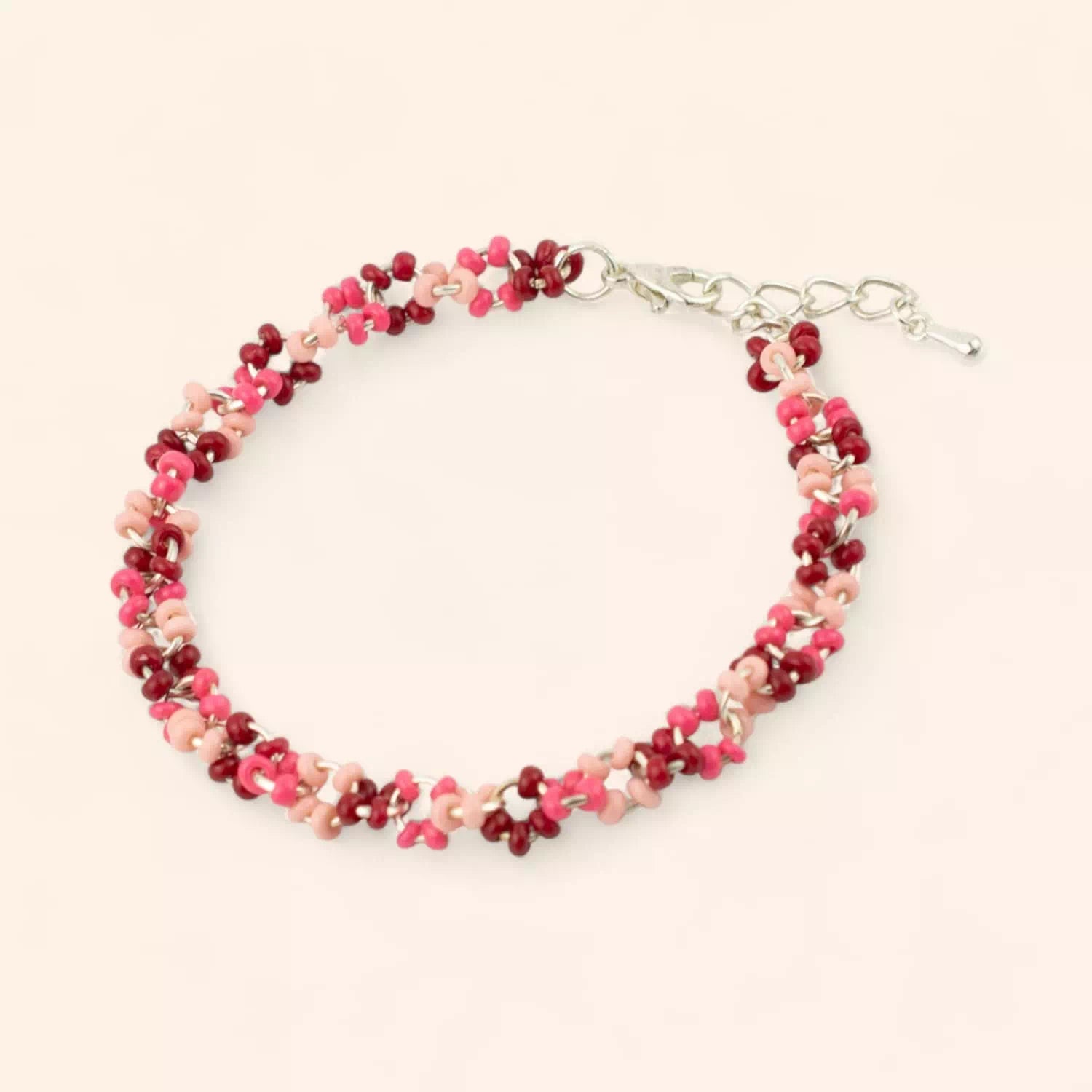 Bracelet en perles rocailles camaïeu rose et rouge  Bracelet Jethyka