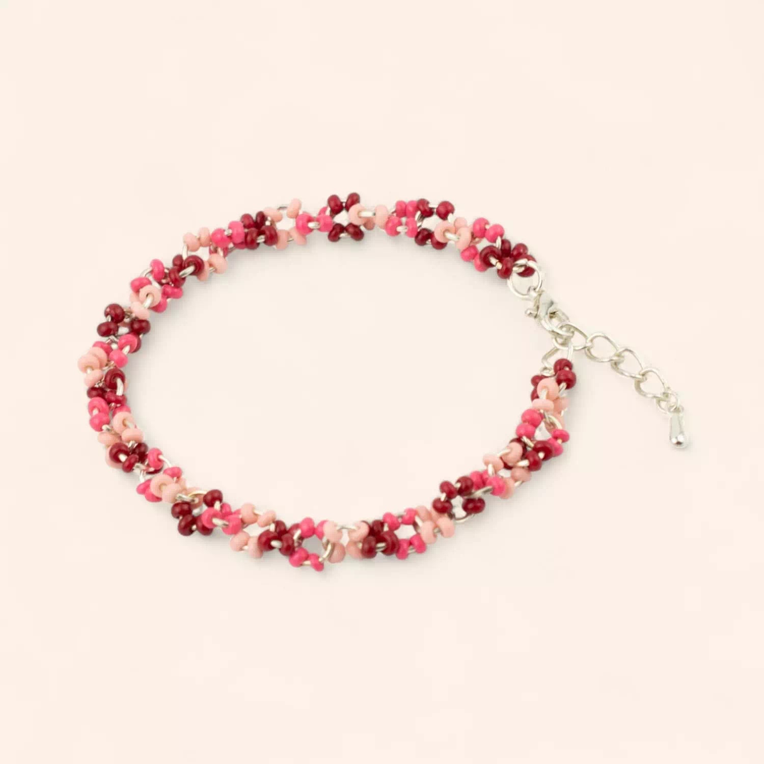 Bracelet en perles rocailles camaïeu rose et rouge  Bracelet Jethyka