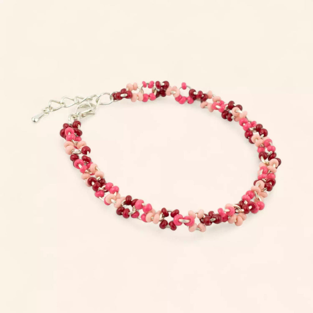 Bracelet en perles rocailles camaïeu rose et rouge  Bracelet Jethyka
