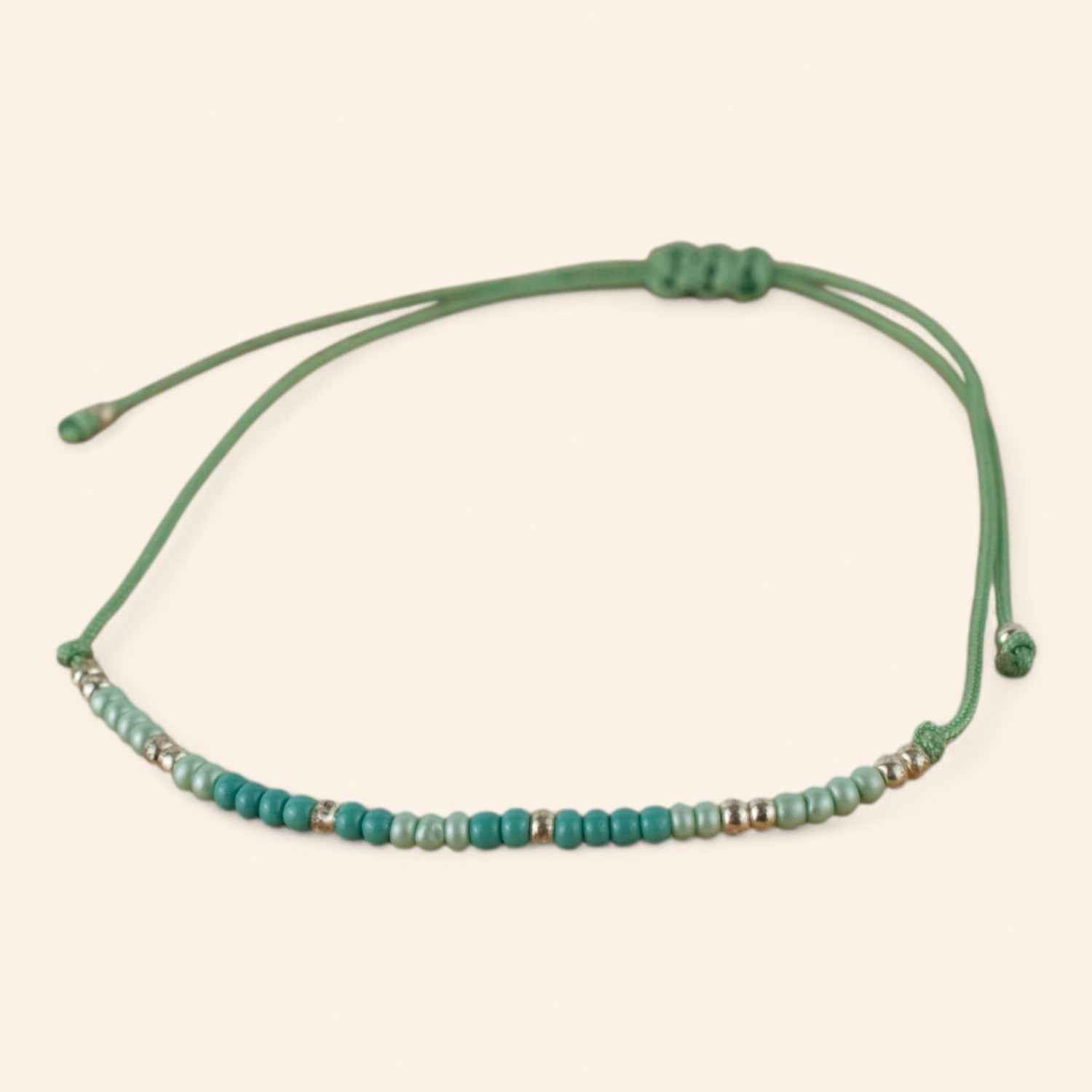 Bracelet perles rocailles Vertes