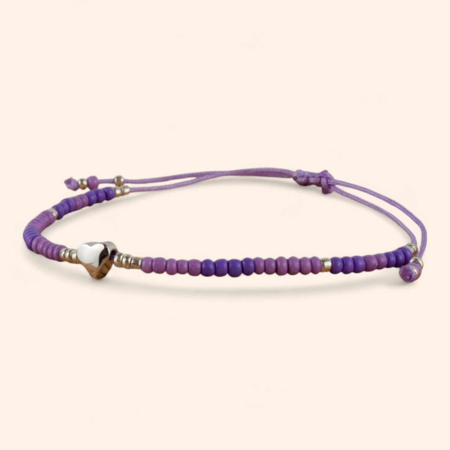 Bracelet en Perles Rocailles Violettes et Perle Cœur – Bijou Romantique et Élégant  Bracelet Jethyka