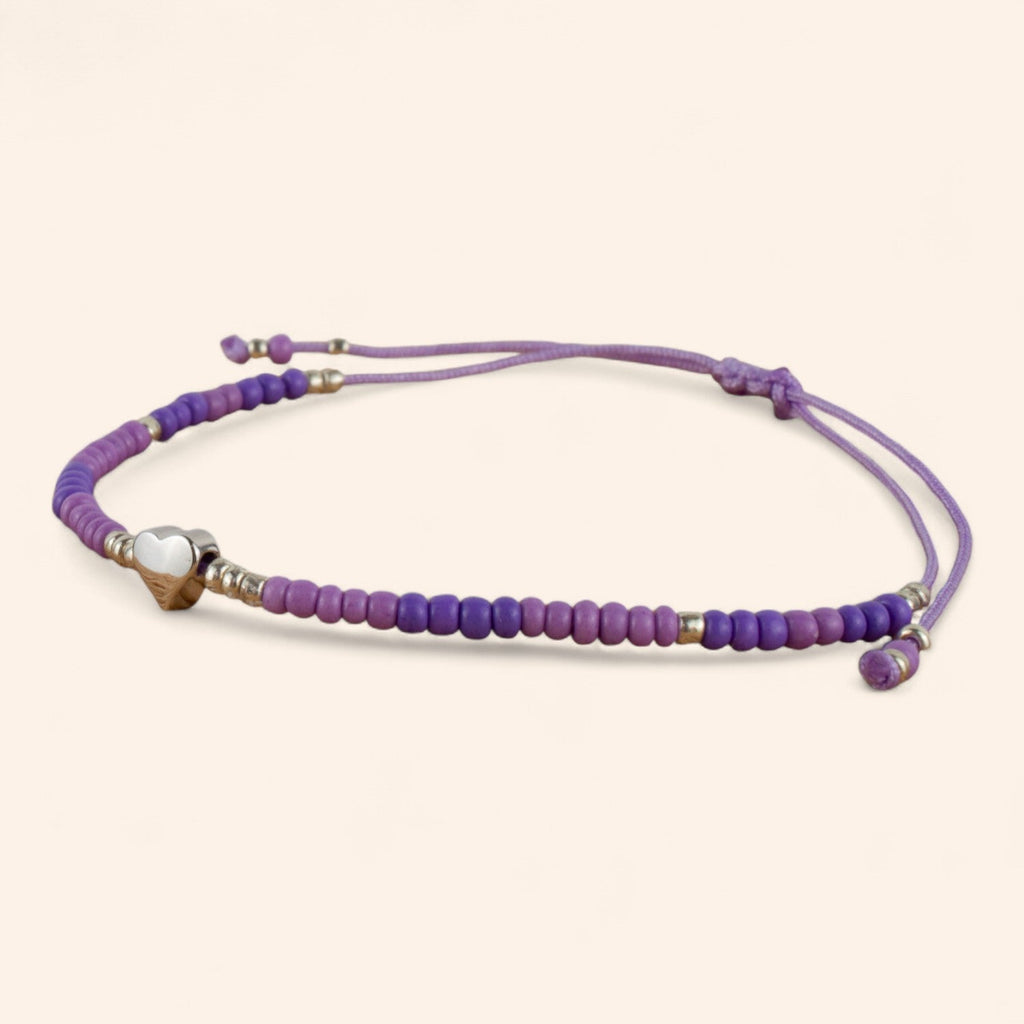Bracelet en Perles Rocailles Violettes et Perle Cœur – Bijou Romantique et Élégant  Bracelet Jethyka