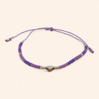 Bracelet en Perles Rocailles Violettes et Perle Cœur – Bijou Romantique et Élégant  Bracelet Jethyka