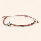 Bracelet étoile argentée et perles rocailles roses  Bracelet Jethyka