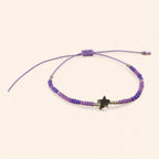 Bracelet perles rocailles violettes et perle étoile en métal argenté  Bracelet Jethyka