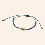 Bracelet en Perles Rocailles Bleues et Perle Love  Bracelet Jethyka