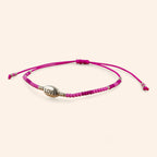 Bracelet perles rocailles fuchsia et perle Love en métal argenté  Bracelet Jethyka