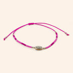 Bracelet perles rocailles fuchsia et perle Love en métal argenté  Bracelet Jethyka