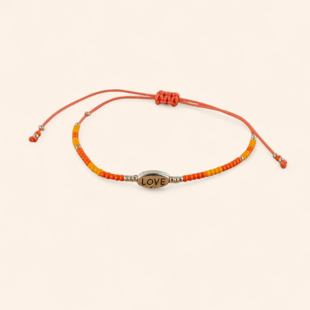 Bracelet Love perles rocailles orange  Bracelet Jethyka