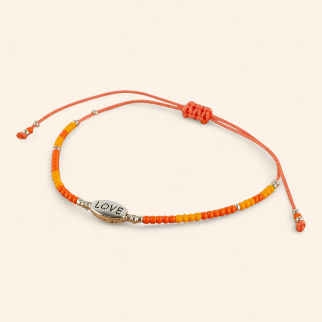 Bracelet Love perles rocailles orange  Bracelet Jethyka