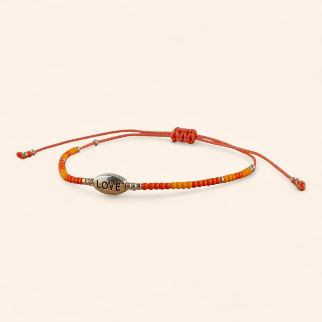 Bracelet Love perles rocailles orange  Bracelet Jethyka