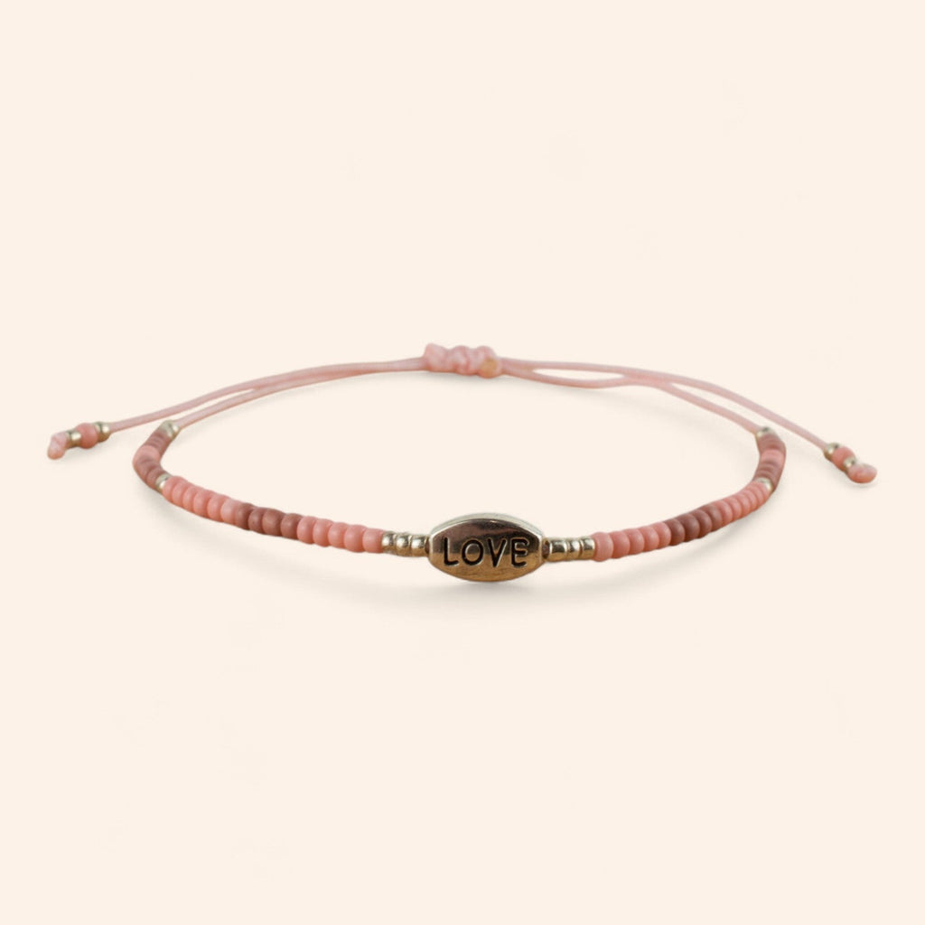 Bracelet Love perles rocailles roses  Bracelet Jethyka