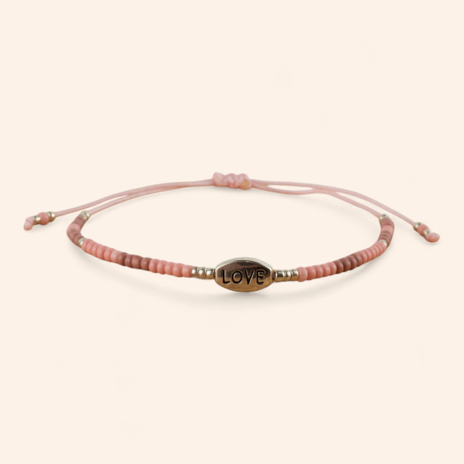Bracelet Love perles rocailles roses  Bracelet Jethyka