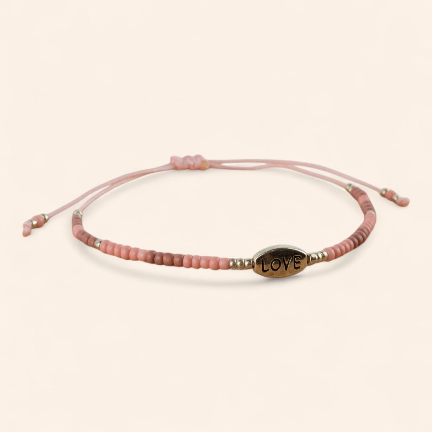 Bracelet Love perles rocailles roses  Bracelet Jethyka