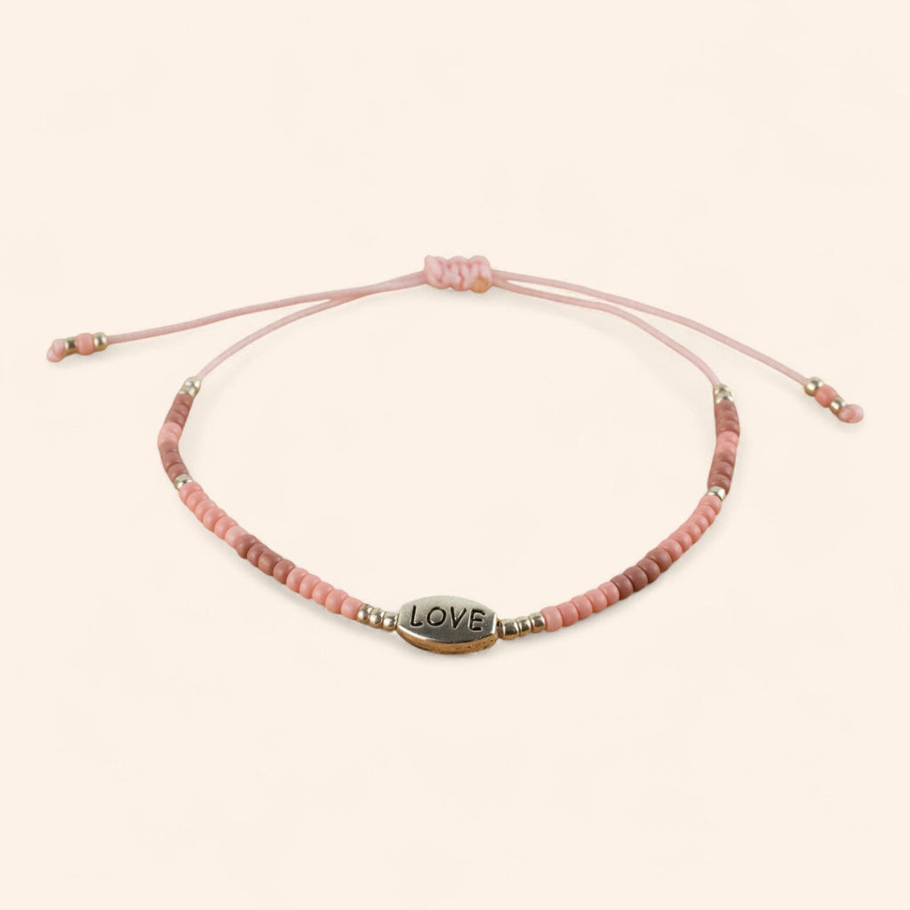 Bracelet Love perles rocailles roses  Bracelet Jethyka