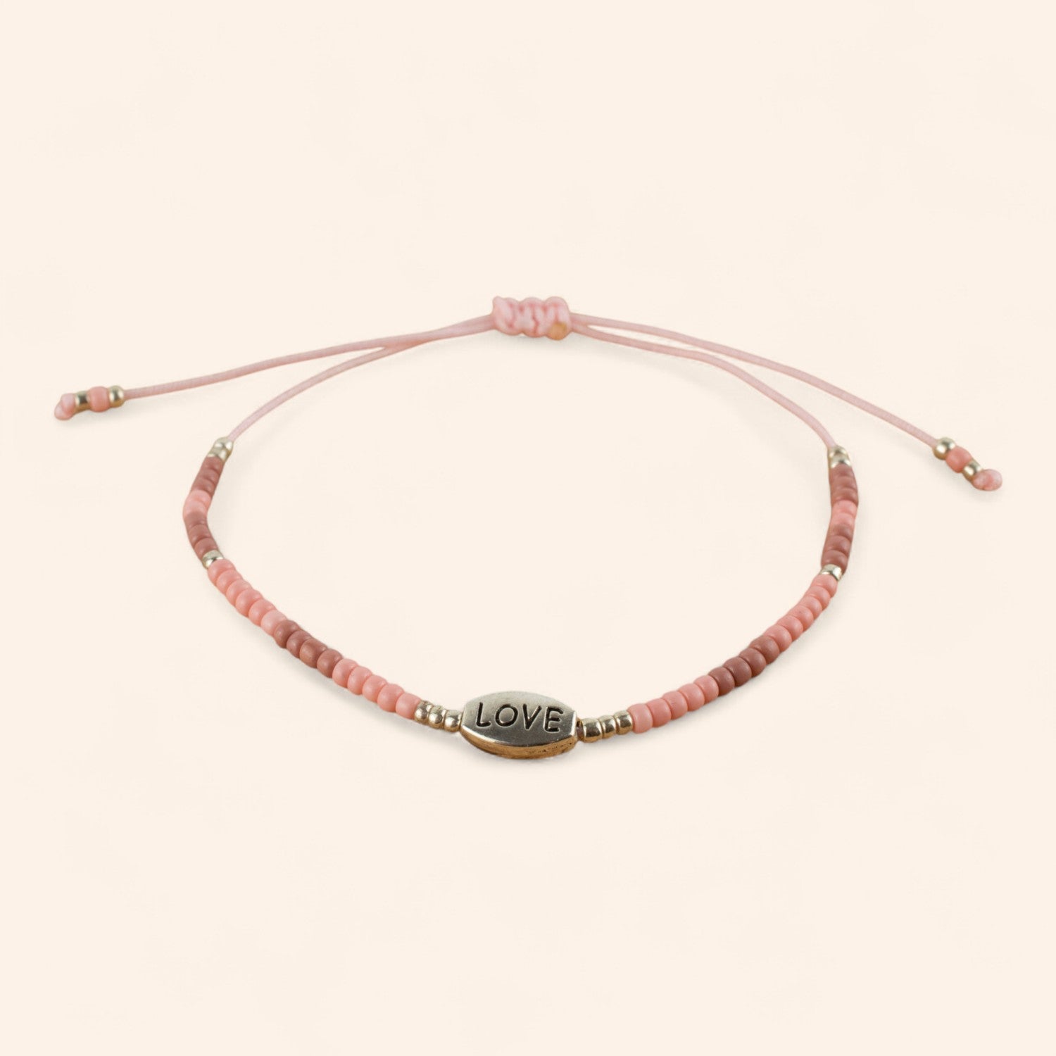 Bracelet Love perles rocailles roses  Bracelet Jethyka