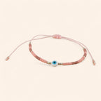 Bracelet Perles Rocailles Roses avec Œil Protecteur  Bracelet Jethyka