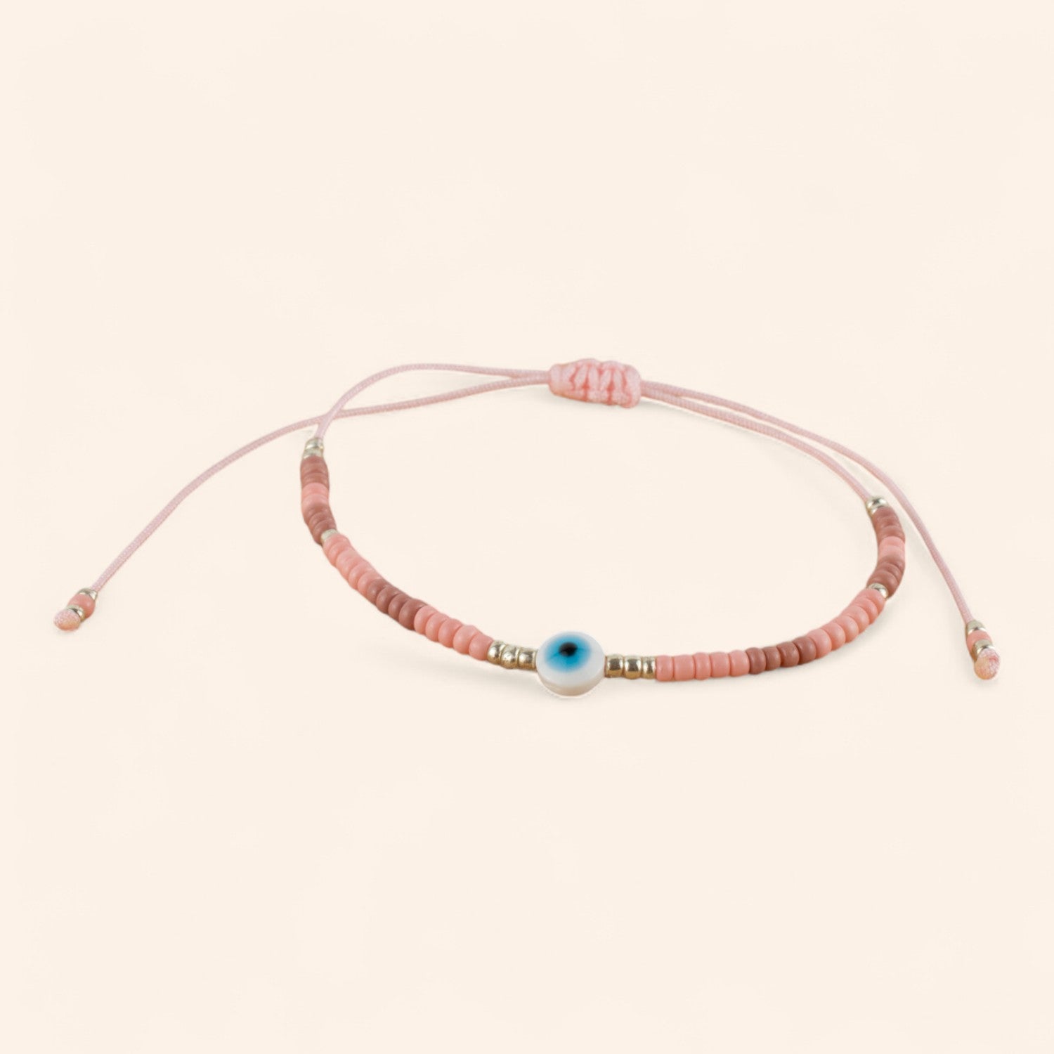 Bracelet Perles Rocailles Roses avec Œil Protecteur  Bracelet Jethyka